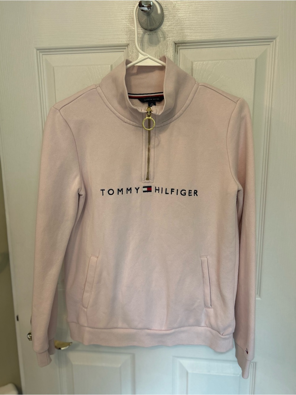 Tommy Hilfiger Light Pink Half-Zip Cowl Neck Pullover